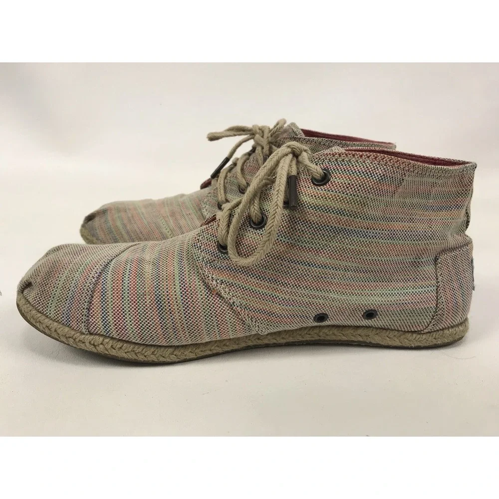 Toms Booties Canvas‎ Hightops Womens Sz 9.5 Espadrille Shoes Multicolor
